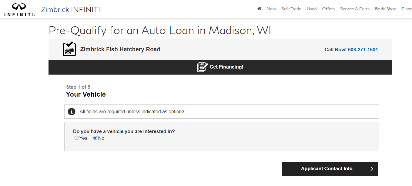 Zimbrick Infiniti Financing