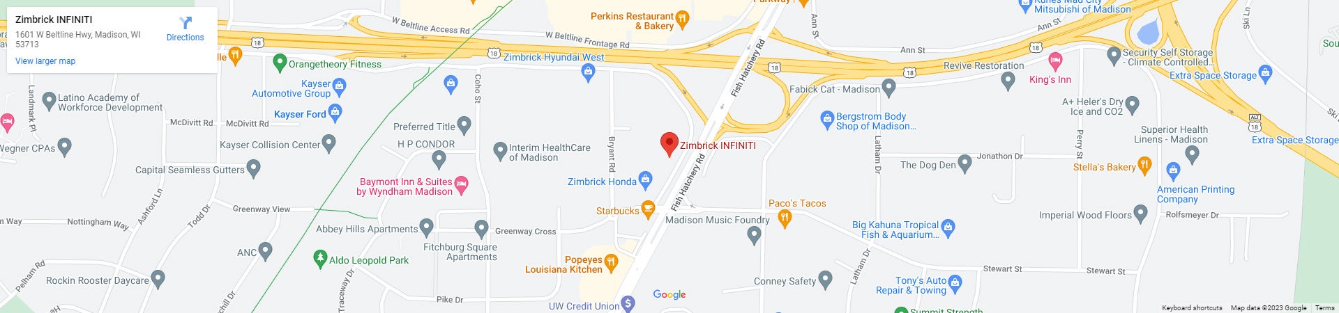 Zimbrick INFINITI of Madison Google Map